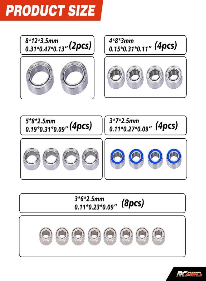 RCAWD for TRAXXAS TRX4M Ball Bearing Kit Upgrades, 22pcs Steel RC Bearing for Defender & for Bronco, 1/18 Parts #9745X #97054-1#97074-1 - Image 3
